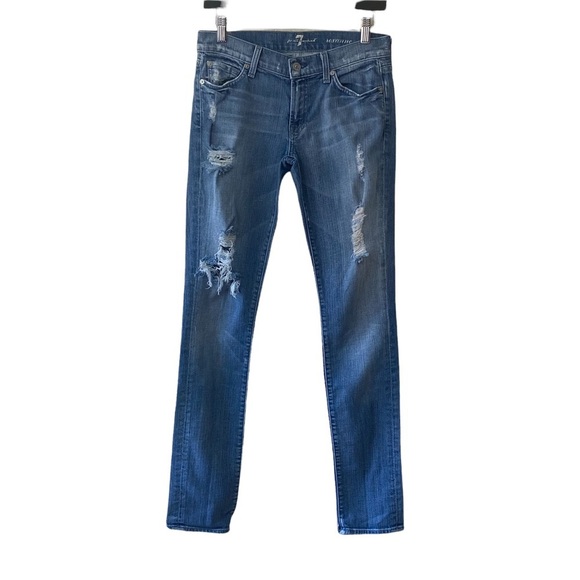 7‎ for All Mankind Y2K Low-Rise Roxanne Distressed Skinny Jeans - Picture 1 of 13